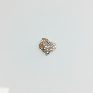 DIJE TEJIDO CORAZON LABRADO COMBINADO 14K 1.2 GR (NUEVO)