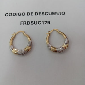 ARETES ARRACADAS HUECAS COMBINADAS 14K 2.4 GR (NUEVO)