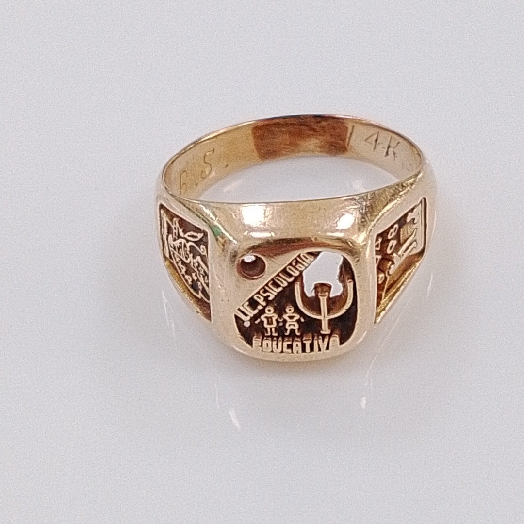 ANILLO DE GRADUACIÓN ORO 14 K 4.5 GRMS (SEMINUEVO)