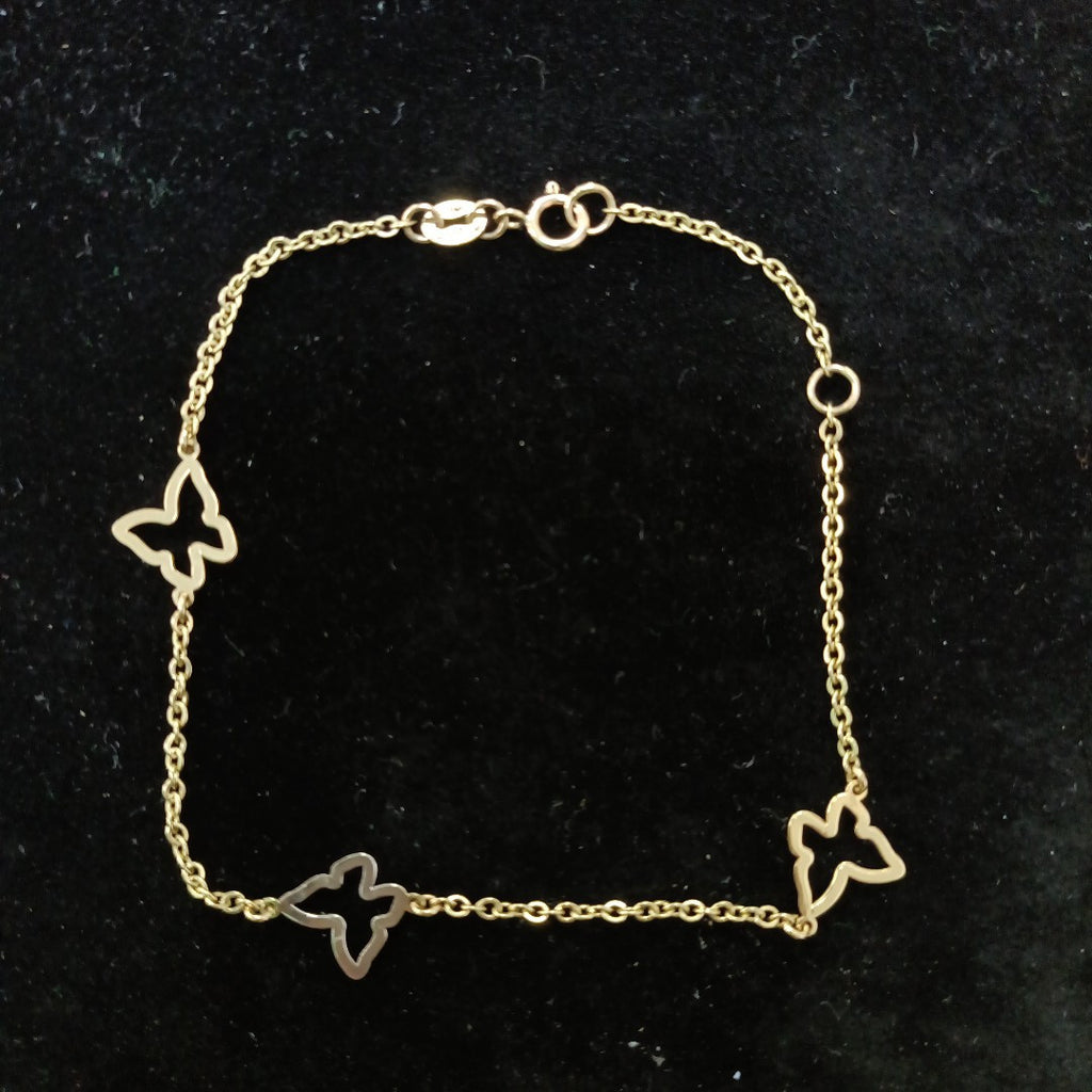 PULSERA ESPECIAL C MARIPOSAS 14K 18 CM 1.7 GR (NUEVO)