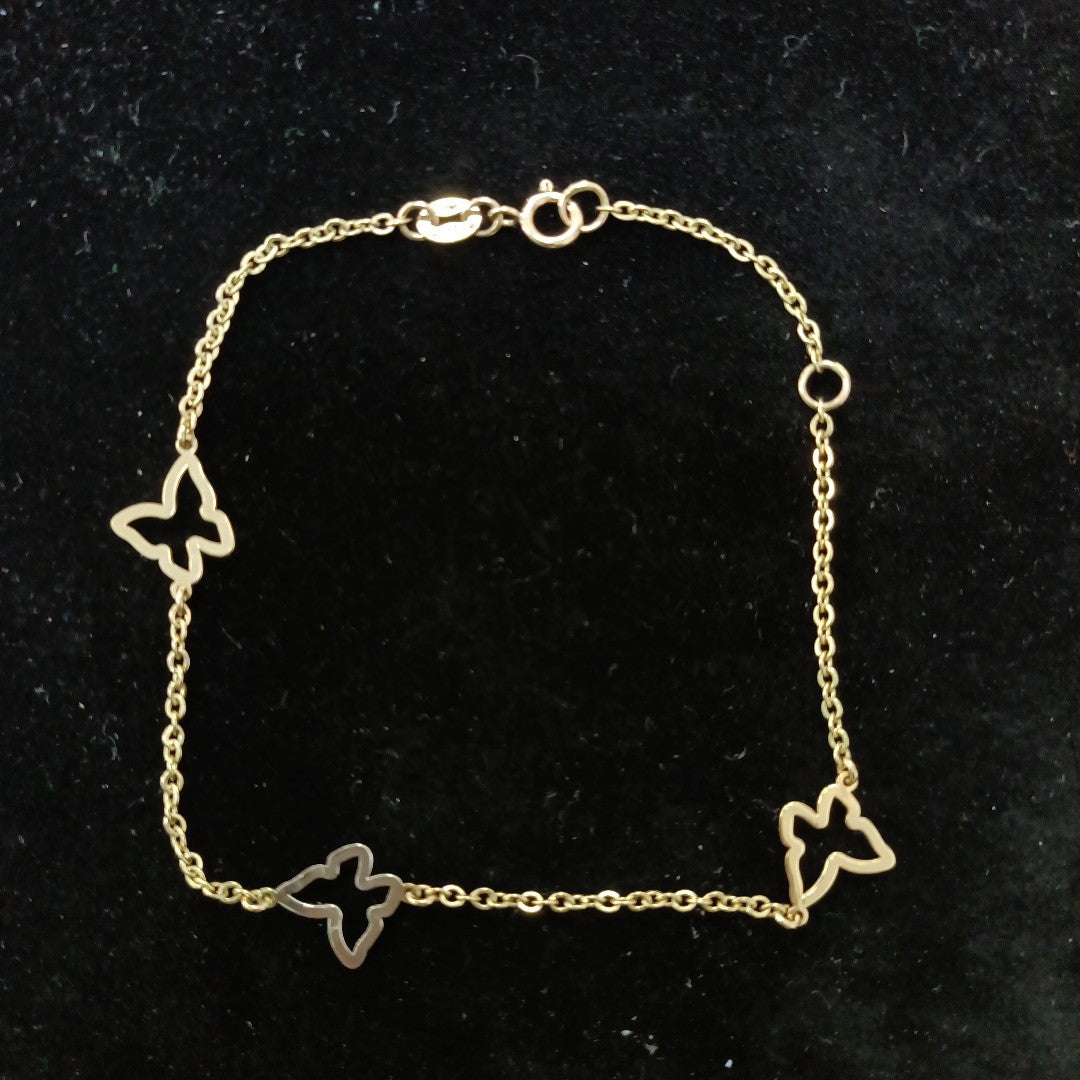 PULSERA ESPECIAL C MARIPOSAS 14K 18 CM 1.7 GR (NUEVO)