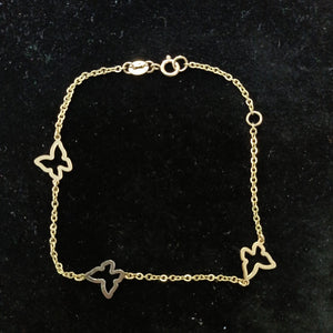 PULSERA ESPECIAL C MARIPOSAS 14K 18 CM 1.7 GR (NUEVO)