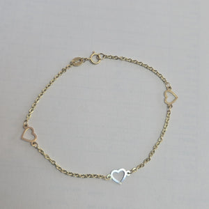 PULSERA ESPECIAL CON CORAZONES 14K 18 CM 1.3 GR (NUEVO)