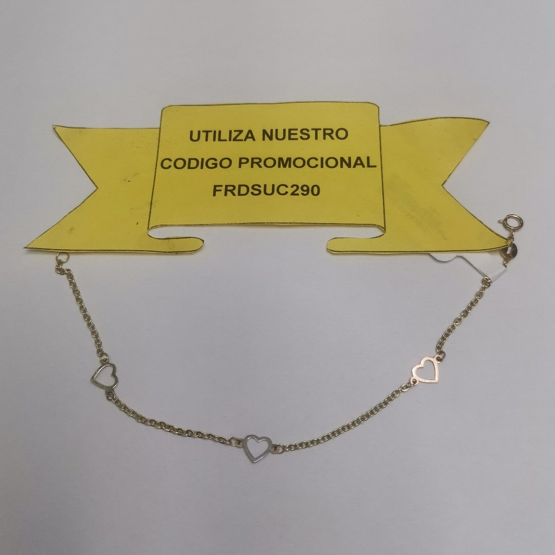 PULSERA ESPECIAL CON CORAZONES 14K 18 CM 1.2 GR (NUEVO)