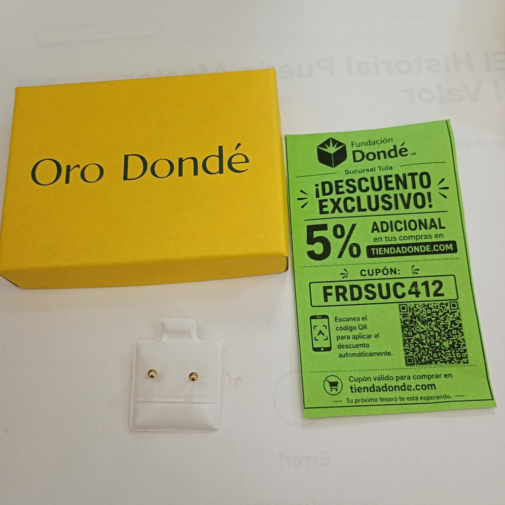 BROQUELES BROQUEL FIG ESFERA 14K 0.1408 GR (NUEVO)