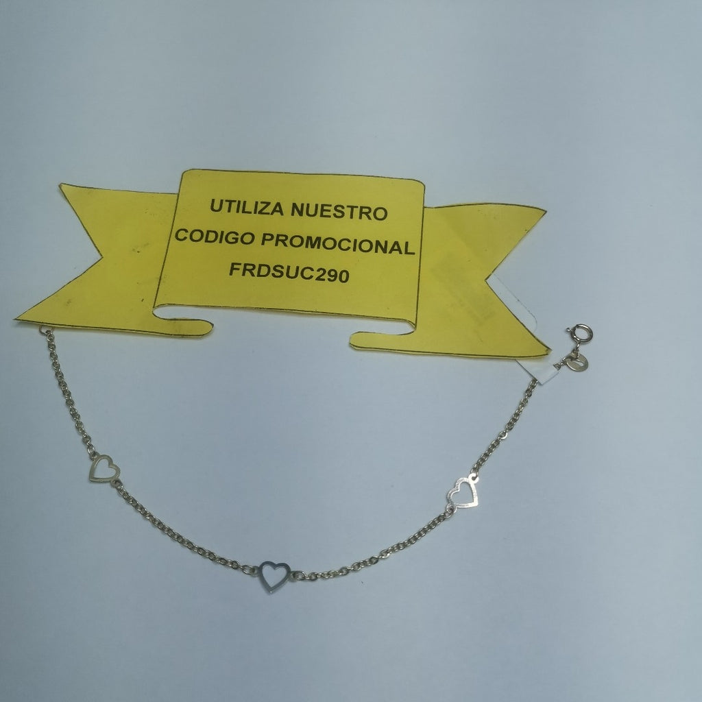 PULSERA ESPECIAL CON CORAZONES 14K 18 CM 1.3 GR (NUEVO)