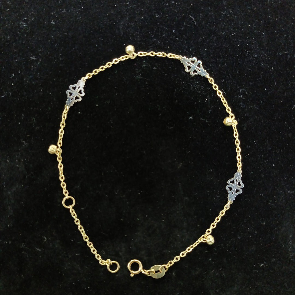 PULSERA ESPECIAL CON TREBOL 14K 18 CM 1.9 GR (NUEVO)