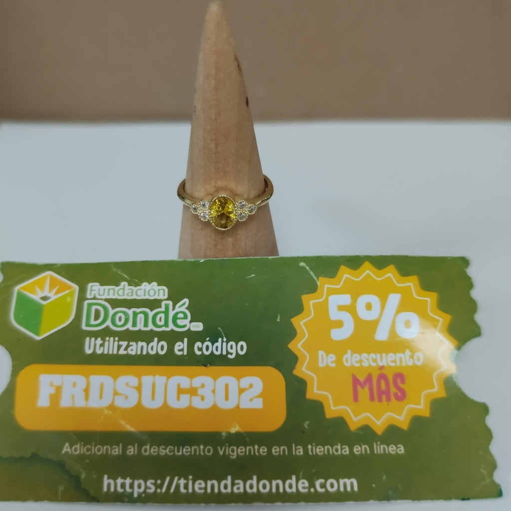 ANILLOS CON CIRCONIAS Y PIEDRA DE COLOR 14K TALLA 8 1.9 GR (NUEVO)