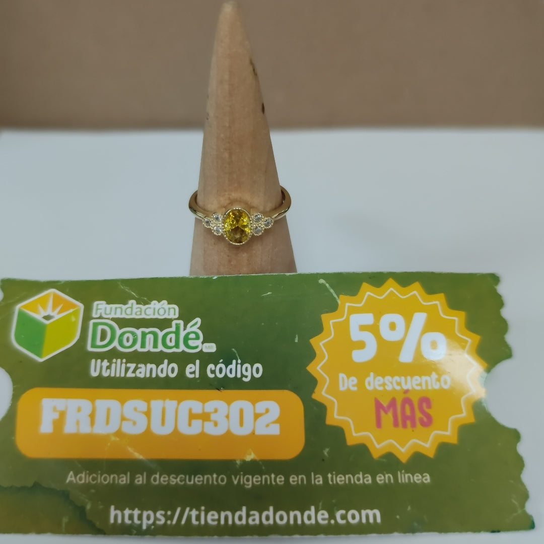 ANILLOS CON CIRCONIAS Y PIEDRA DE COLOR 14K TALLA 8 1.9 GR (NUEVO)