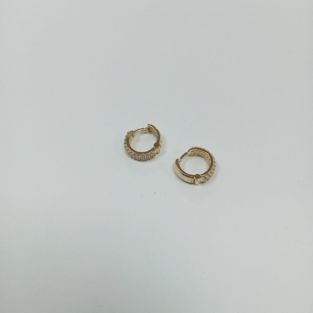 ARETES HUGGIE CON CIRCONIAS 14K 2.1 GR (NUEVO)