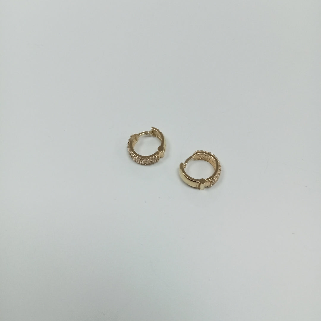 ARETES HUGGIE CON CIRCONIAS 14K 2.1 GR (NUEVO)