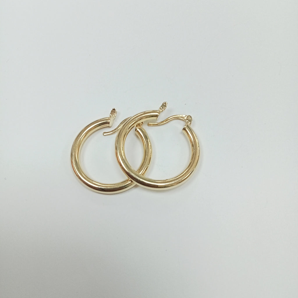 ARETES TEJIDO ARRACADAS LISAS HUECAS 14K 2.2 GR (NUEVO)