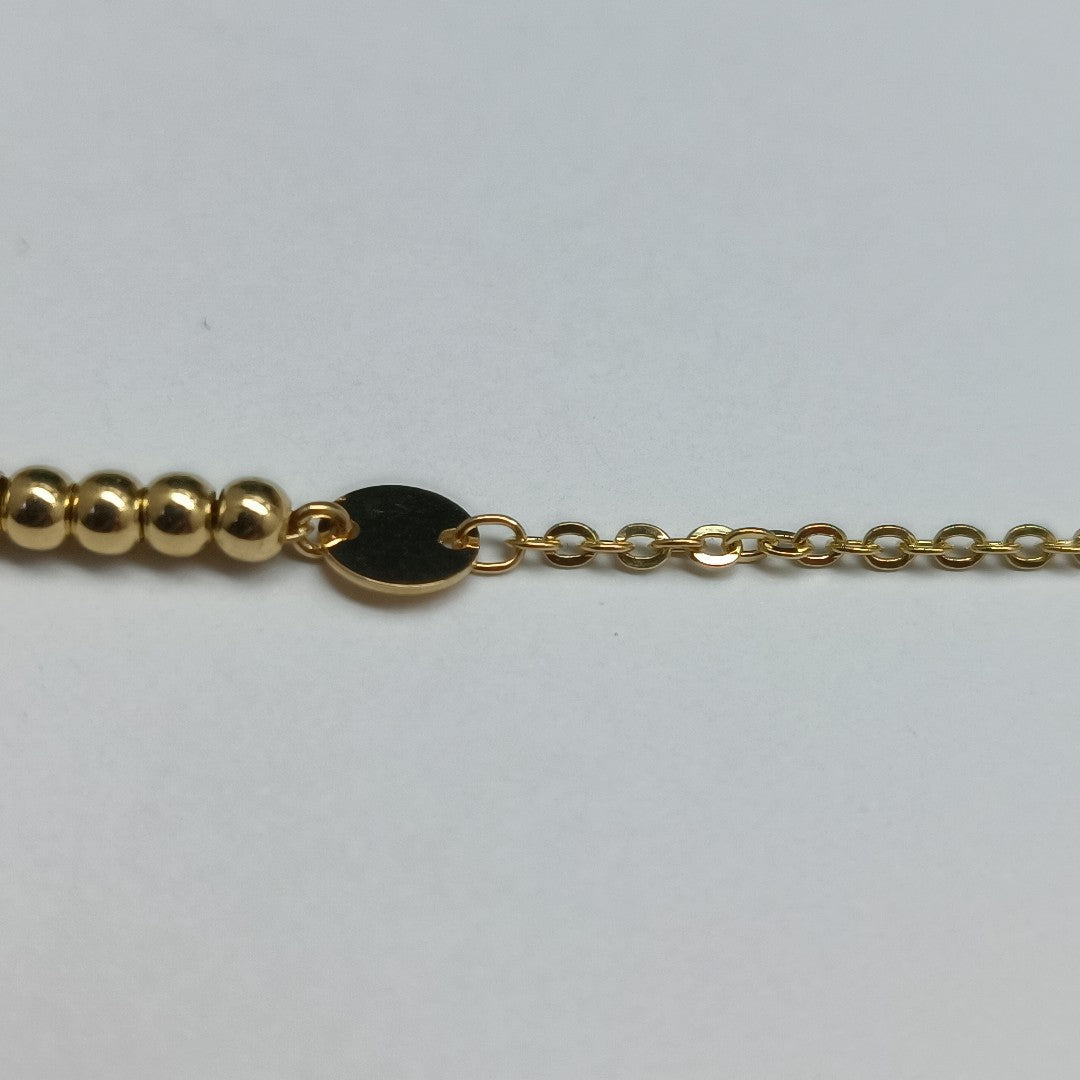PULSERA TEJIDO ESPECIAL CON BOLITAS 14K 18 CM 1.8 GR (NUEVO)