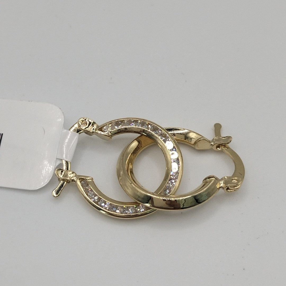 ARETES ARRACADAS CON CIRCONIAS 14K 2.3 GR (NUEVO)