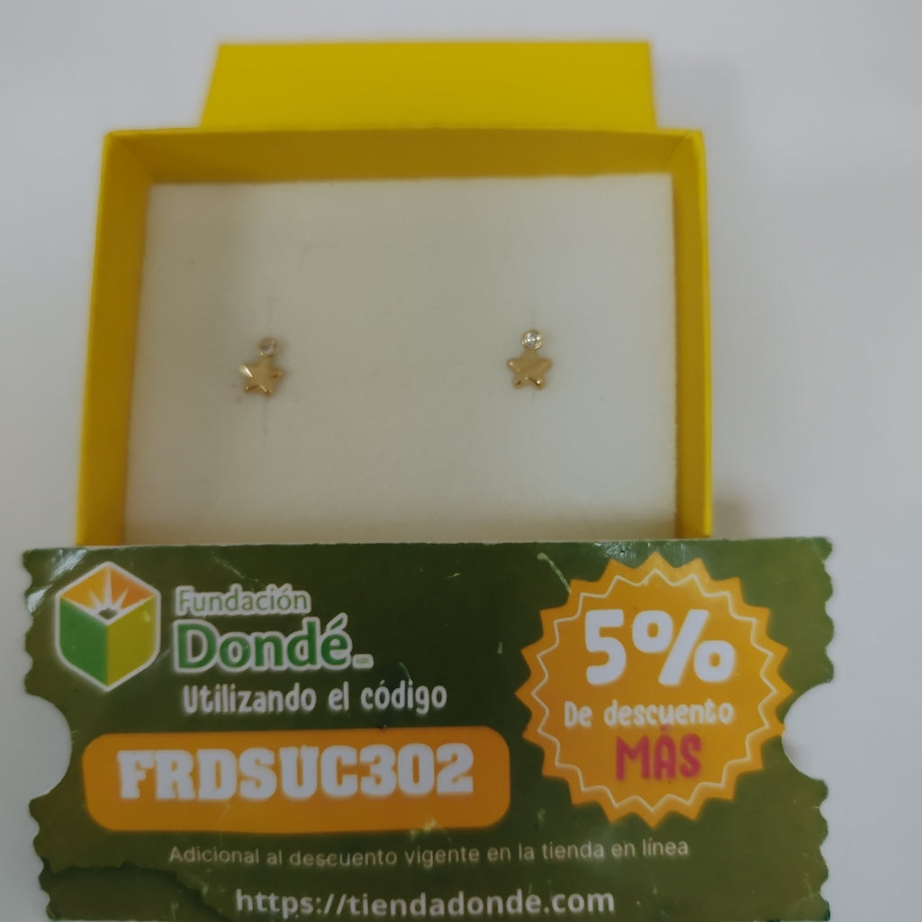 BROQUELES BROQUEL FIG ESTRELLA C CIRCONIA 14K 0.2603 GR (NUEVO)
