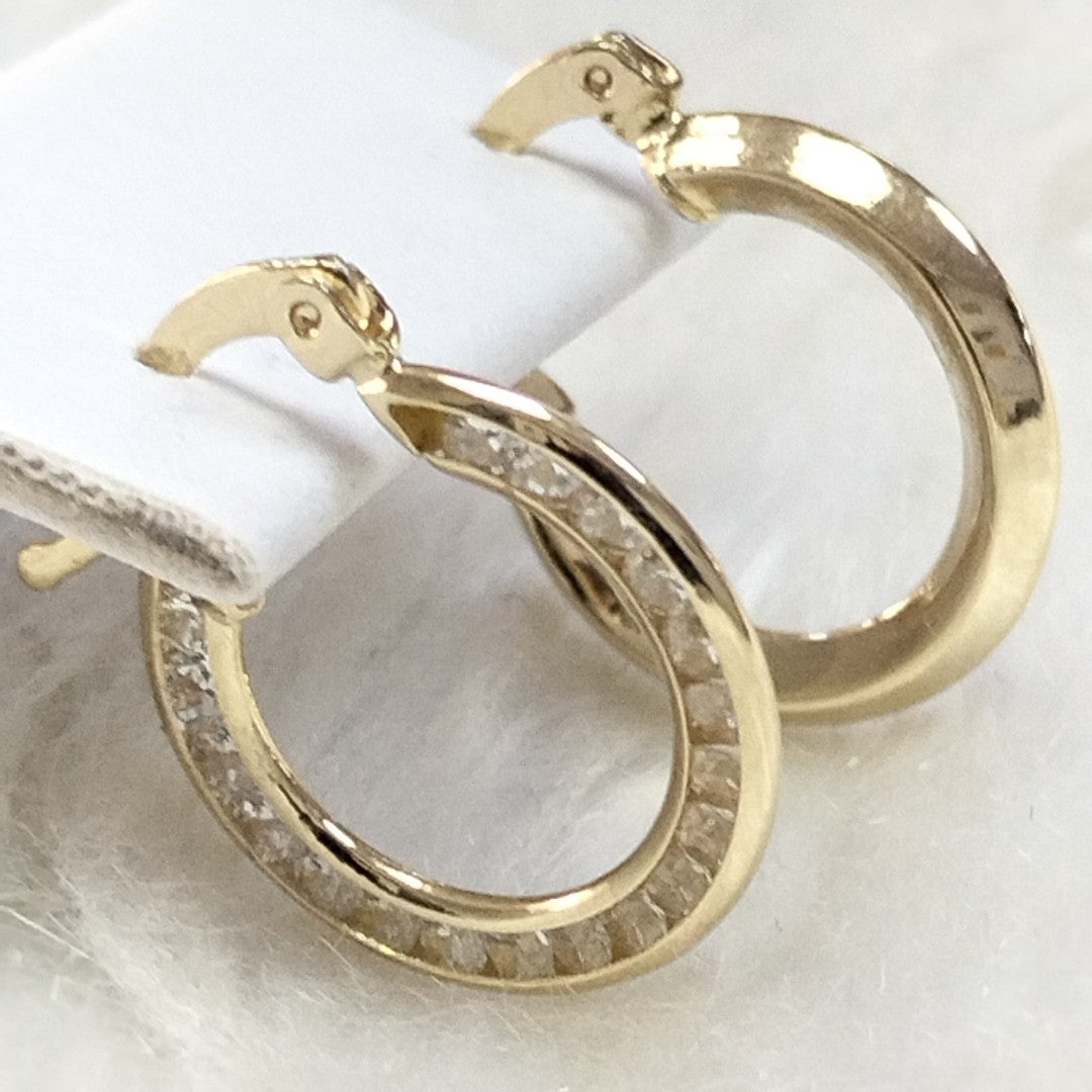 ARETES ARRACADAS CON CIRCONIAS 14K 2.3 GR (NUEVO)