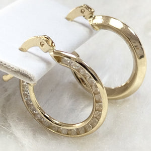 ARETES ARRACADAS CON CIRCONIAS 14K 2.3 GR (NUEVO)