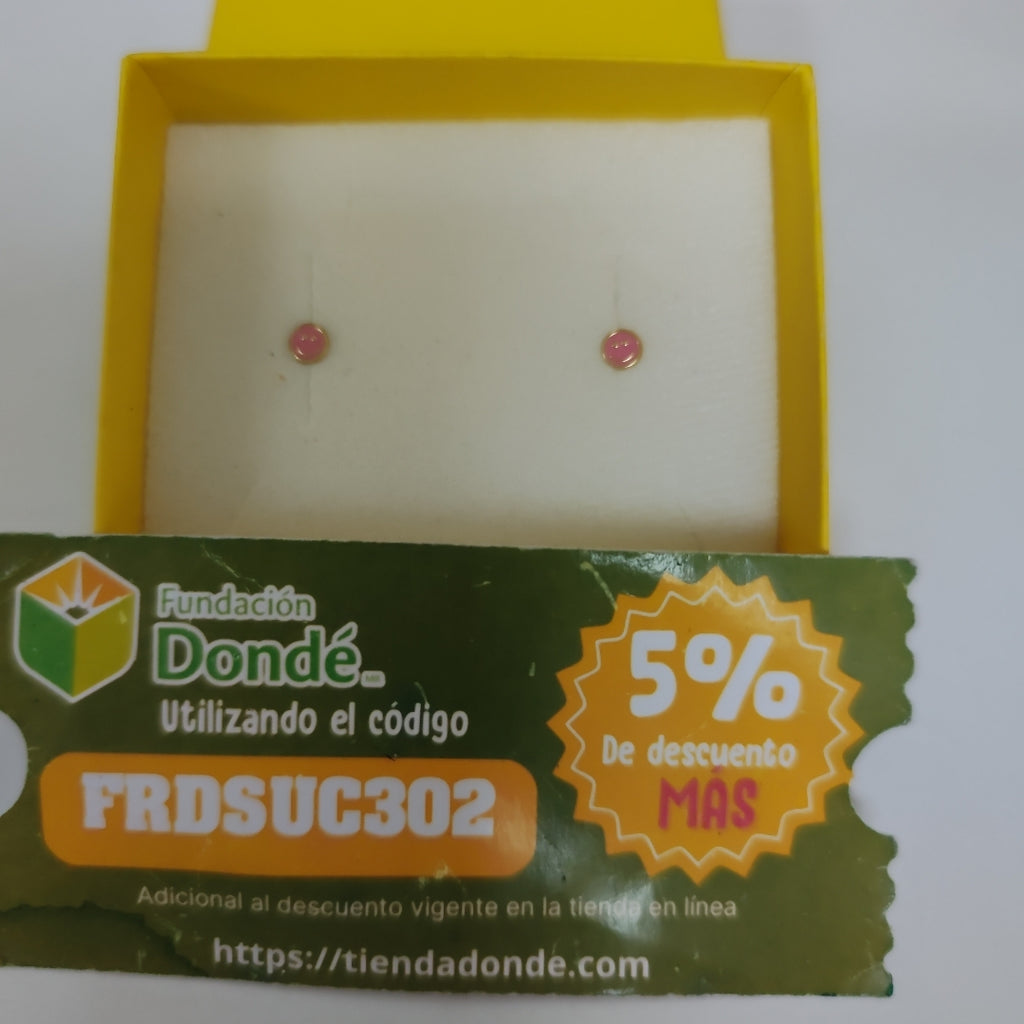 BROQUELES BROQUEL FIG SONRISA ESMALTE ROSA 14K 0.1696 GR (NUEVO)
