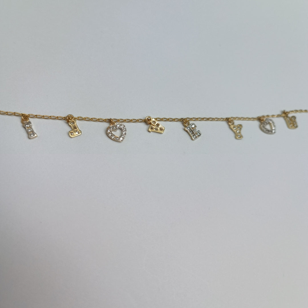PULSERA ESPECIAL CON DIJES Y CIRCONIAS 14K 18 CM 3.3 GR (NUEVO)