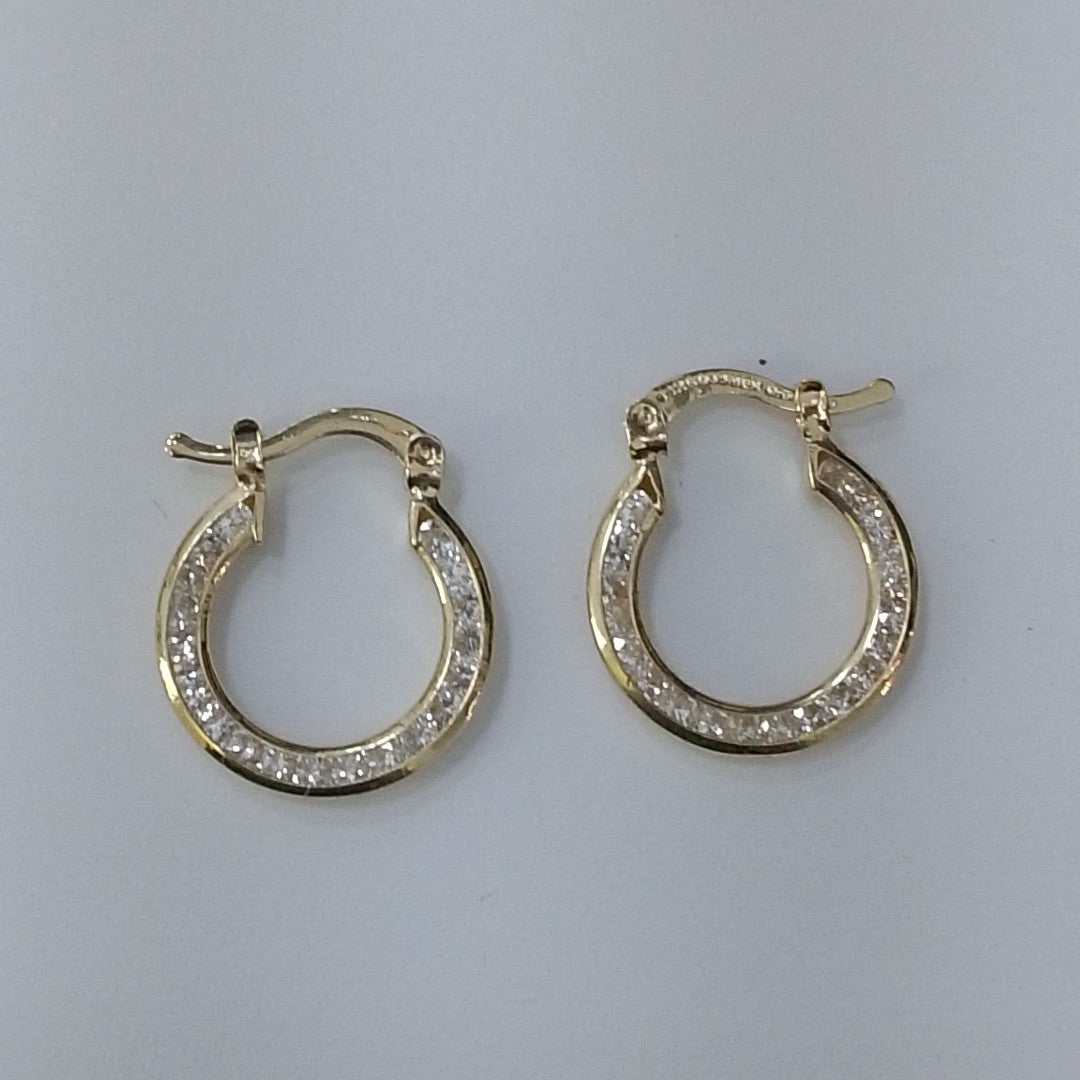 ARETES ARRACADAS CON CIRCONIAS 14K 2.3 GR (NUEVO)
