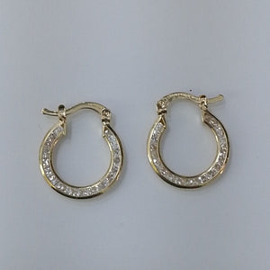 ARETES ARRACADAS CON CIRCONIAS 14K 2.3 GR (NUEVO)