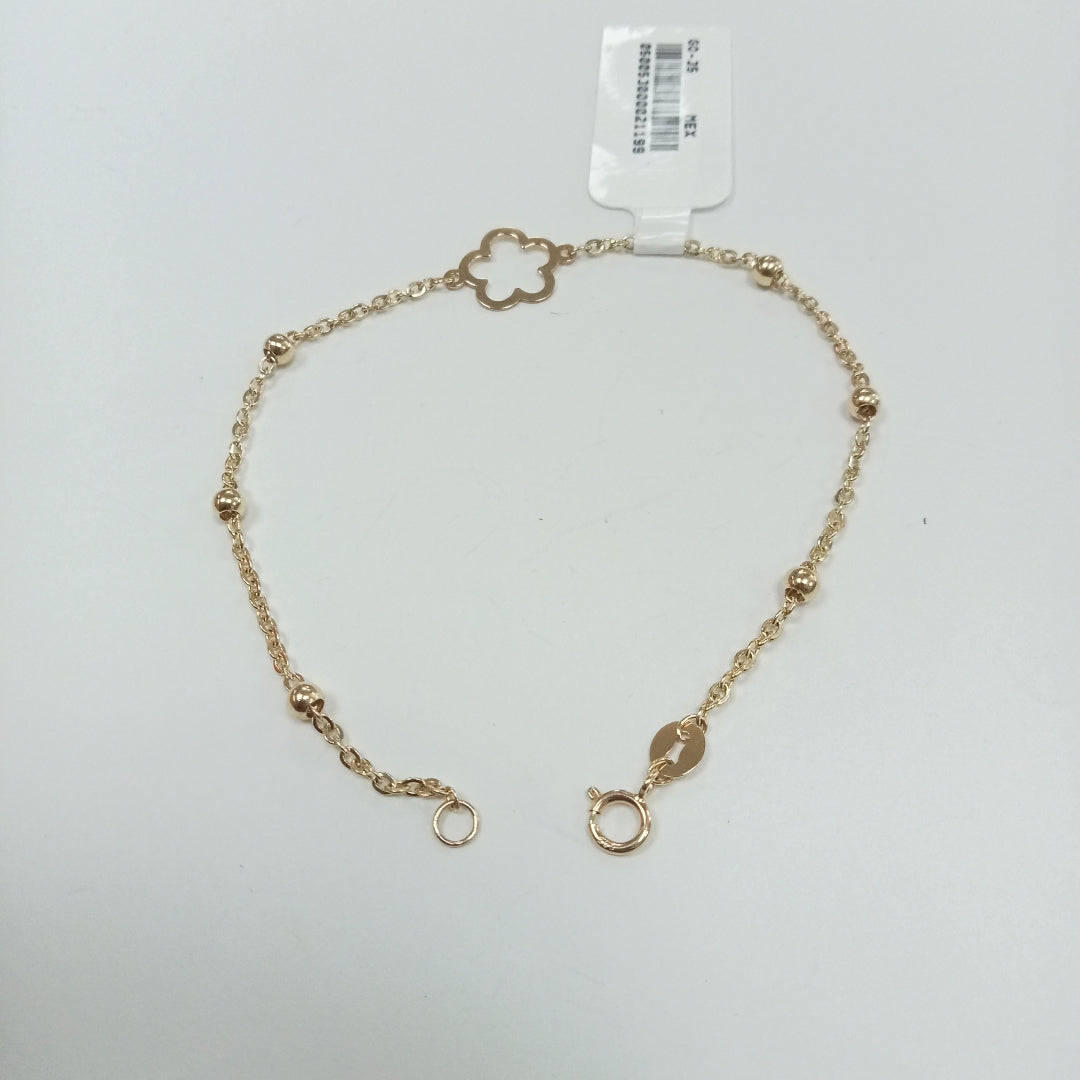 PULSERA TEJIDO ESPECIAL CON FLOR 14K 18 CM 1.6 GR (NUEVO)