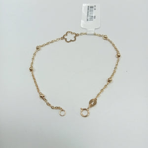 PULSERA TEJIDO ESPECIAL CON FLOR 14K 18 CM 1.6 GR (NUEVO)