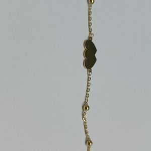 PULSERA TEJIDO ESPECIAL CON DOS CORAZONES 14K 18 CM 1.7 GR (NUEVO)
