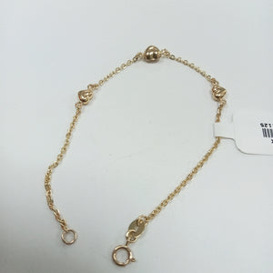 PULSERA TEJIDO ESPECIAL CON CORAZONES 14K 18 CM 1.7 GR (NUEVO)