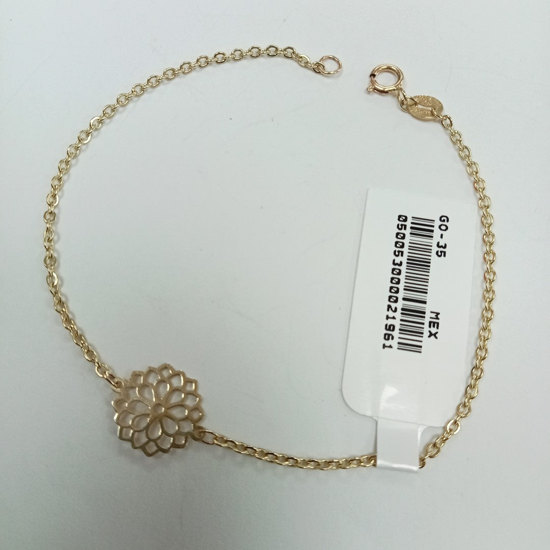 PULSERA TEJIDO ESPECIAL CON MANDALA 14K 18 CM 1.3 GR (NUEVO)