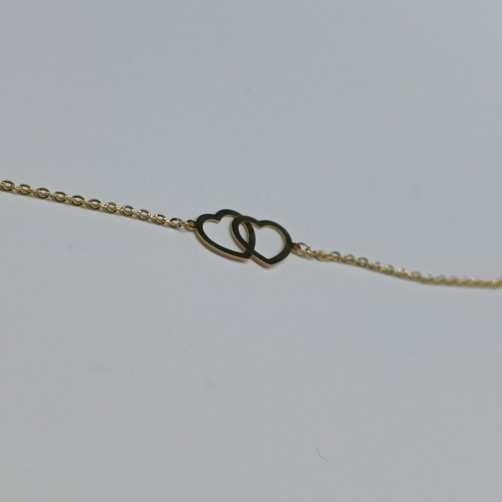 PULSERA TEJIDO ESPECIAL C CORAZONES 14K 18 CM 1.7 GR (NUEVO)