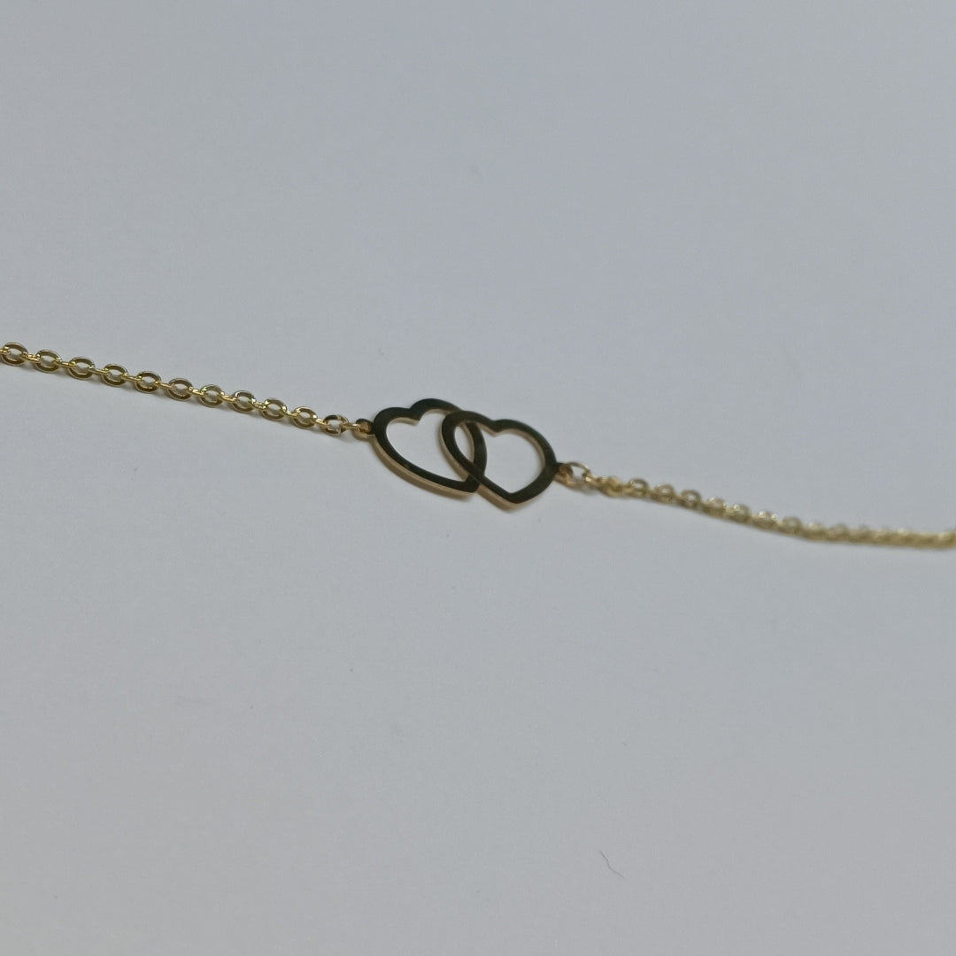 PULSERA TEJIDO ESPECIAL C CORAZONES 14K 18 CM 1.7 GR (NUEVO)