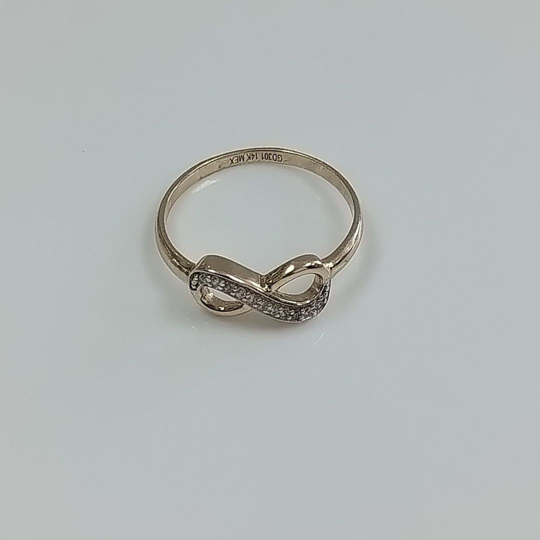 ANILLO ANILLITO FIG INFINITO C CIRCONIAS 14K 7 TALLA 1.5 GR (NUEVO)