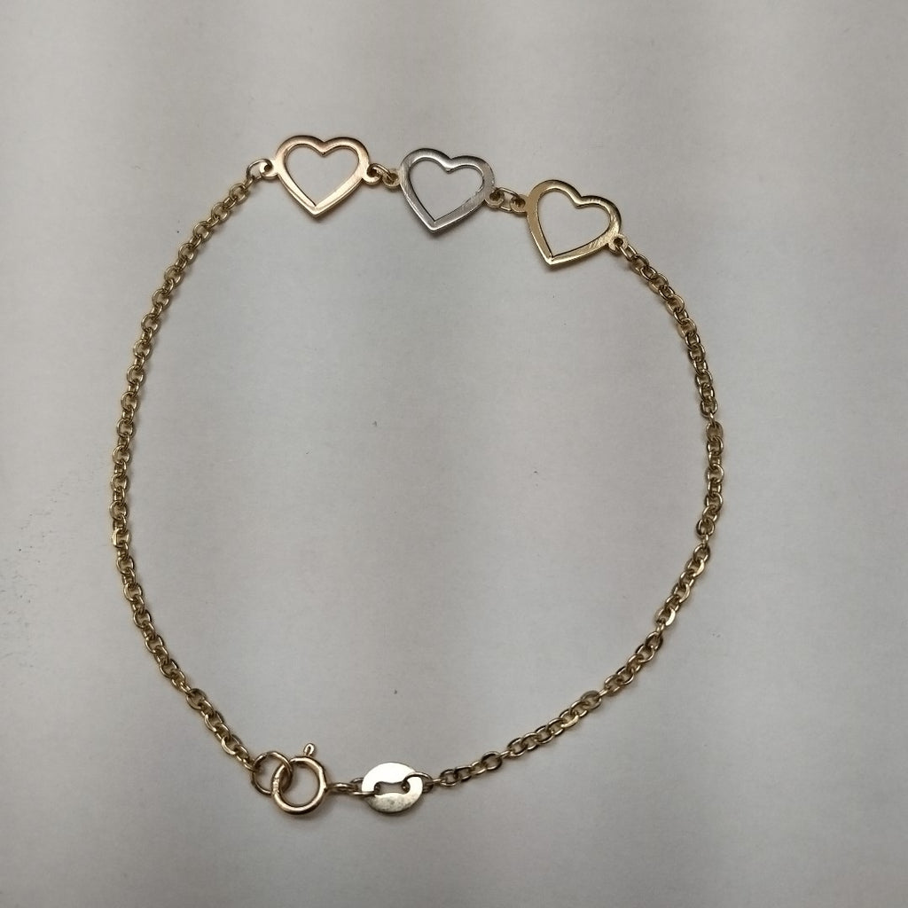 PULSERA ESPECIAL CON CORAZONES 14K 18 CM 1.4 GR (NUEVO)
