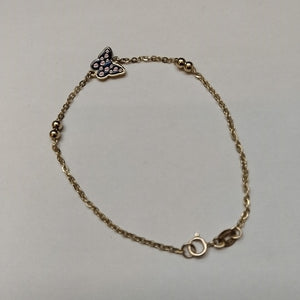 PULSERA TEJIDO ESPECIAL MARIPOSA CON ESMALTE 14K 18 CM 1.9 GR (NUEVO)