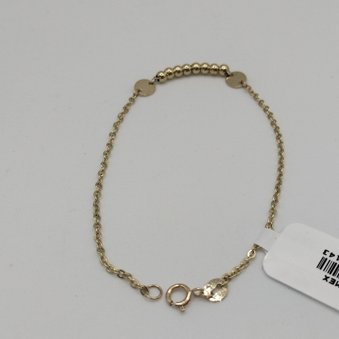 PULSERA TEJIDO ESPECIAL CON BOLITAS 14K 18 CM 1.8 GR (NUEVO)