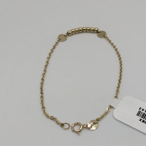 PULSERA TEJIDO ESPECIAL CON BOLITAS 14K 18 CM 1.8 GR (NUEVO)