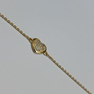 PULSERA TEJIDO ESPECIAL C CORAZON CIRCONIAS 14K 18 CM 2 GR (NUEVO)