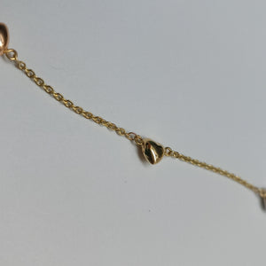 PULSERA ESP CON CORAZONES COMBINADOS 14K 18 CM 1.5 GR (NUEVO)