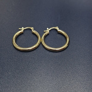 ARETES TEJIDO ARRACADAS LISAS HUECAS 14K 2.1 GR (NUEVO)