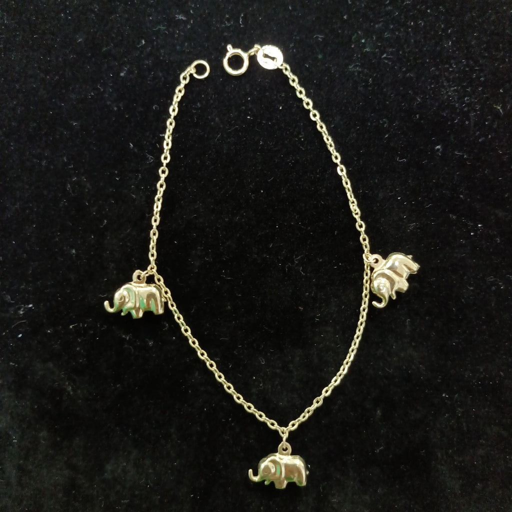 PULSERA ESPECIAL CON DIJES ELEFANTES 10K 18 CM 2.1 GR (NUEVO)