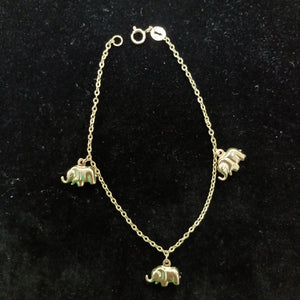 PULSERA ESPECIAL CON DIJES ELEFANTES 10K 18 CM 2.1 GR (NUEVO)