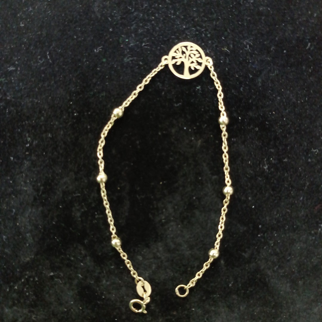 PULSERA TEJIDO ESPECIAL ARBOL 14K 18 CM 1.8 GR (NUEVO)