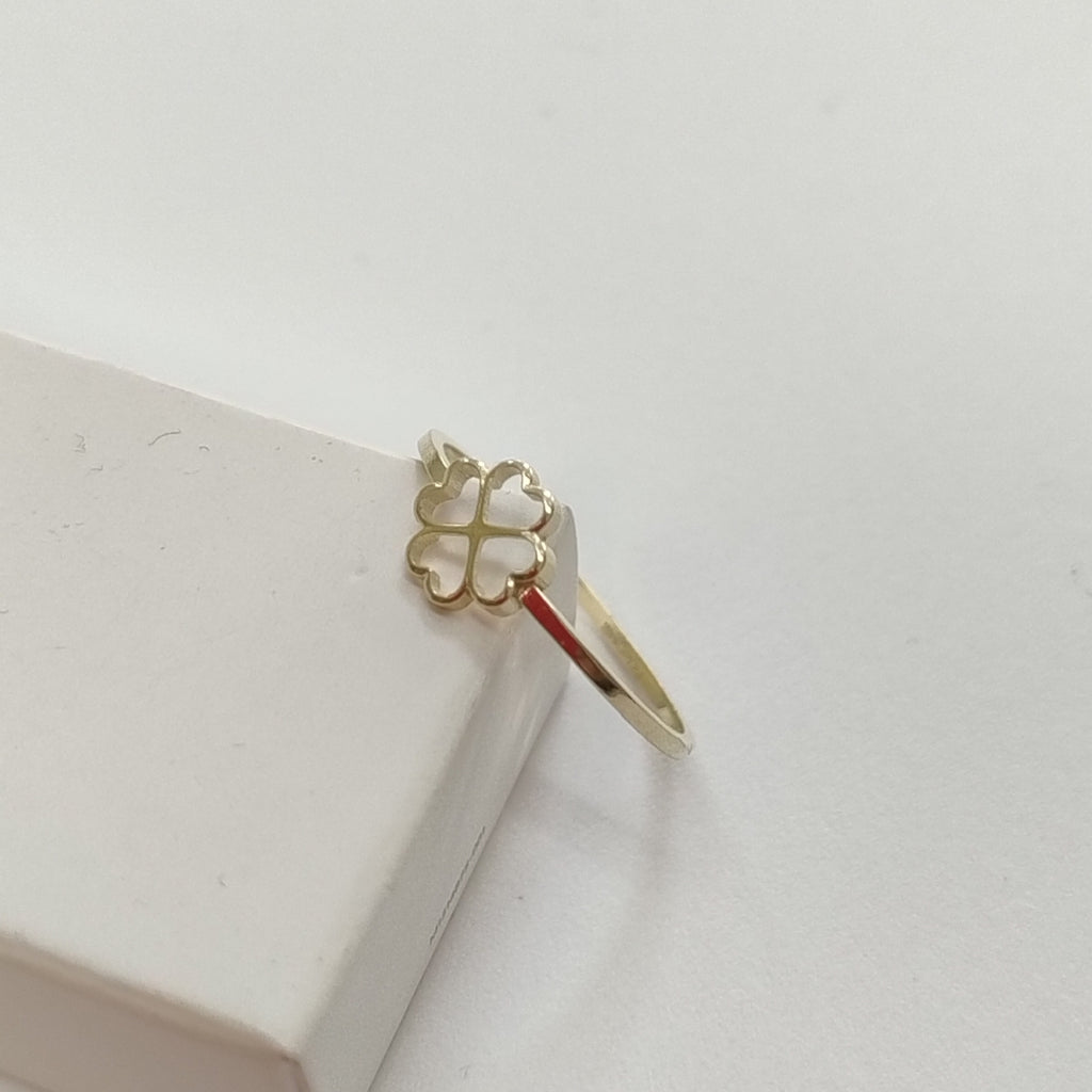 ANILLOS ANILLITO FIG TREBOL 4 HOJAS 10K TALLA 8 0.8 GR (NUEVO)