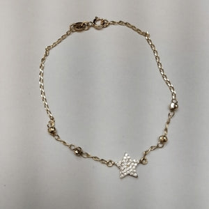 PULSERA ESPECIAL CON ESTRELLA Y CIRCONIAS 14K 18 CM 1.5 GR (NUEVO)