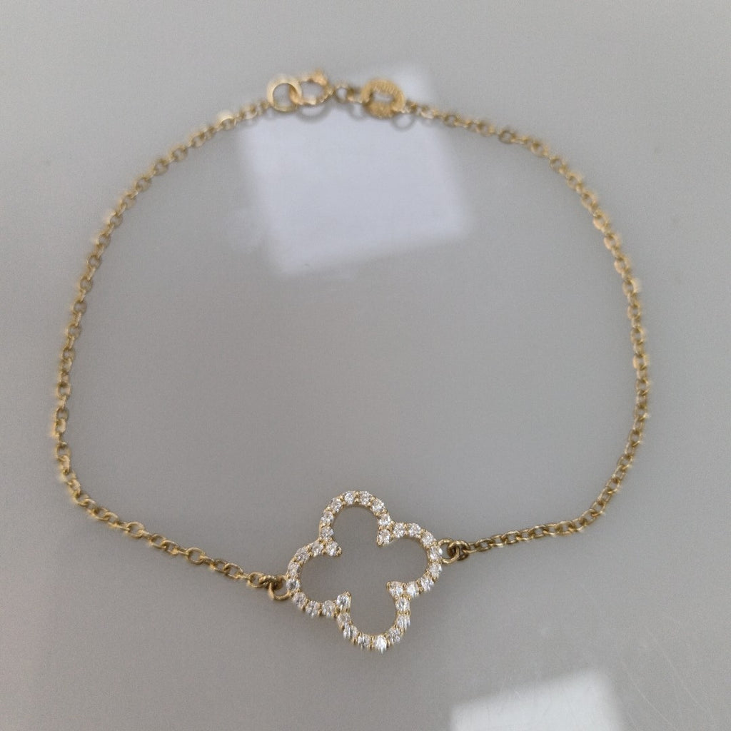 PULSERA TEJIDO ESPECIAL C CIRCONIAS 14K 18 CM 1.8 GR (NUEVO)