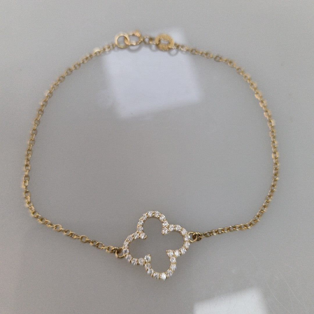 PULSERA TEJIDO ESPECIAL C CIRCONIAS 14K 18 CM 1.8 GR (NUEVO)
