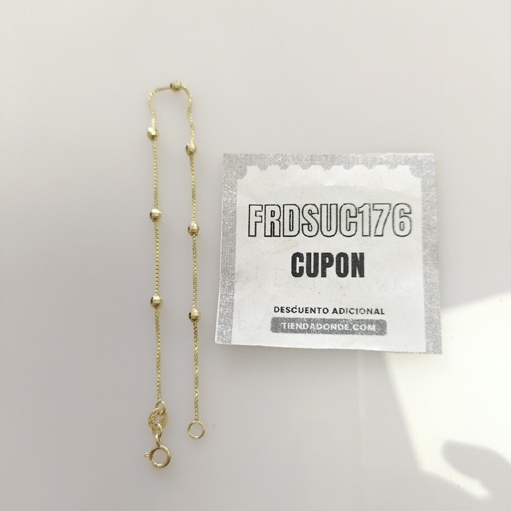 PULSERA ESPECIAL CON BOLITAS 14K 18 CM 1.4 GR (NUEVO)