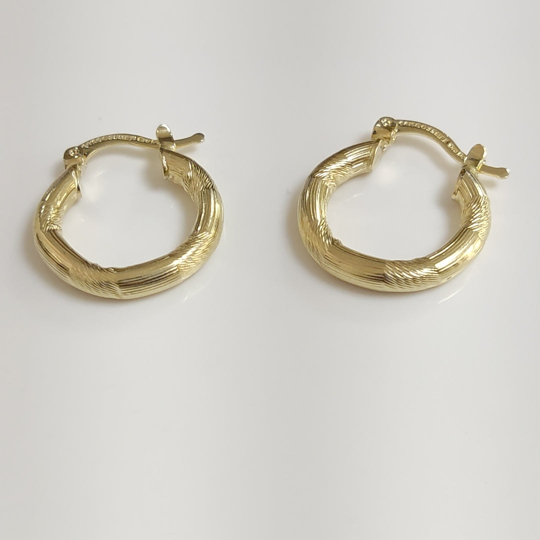 ARETES TEJIDO ARRACADAS CON DISEÑO 14K 2.7 GR (NUEVO)