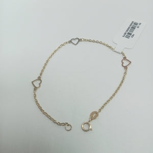 PULSERA ESPECIAL CON CORAZONES 14K 18 CM 1.2 GR (NUEVO)